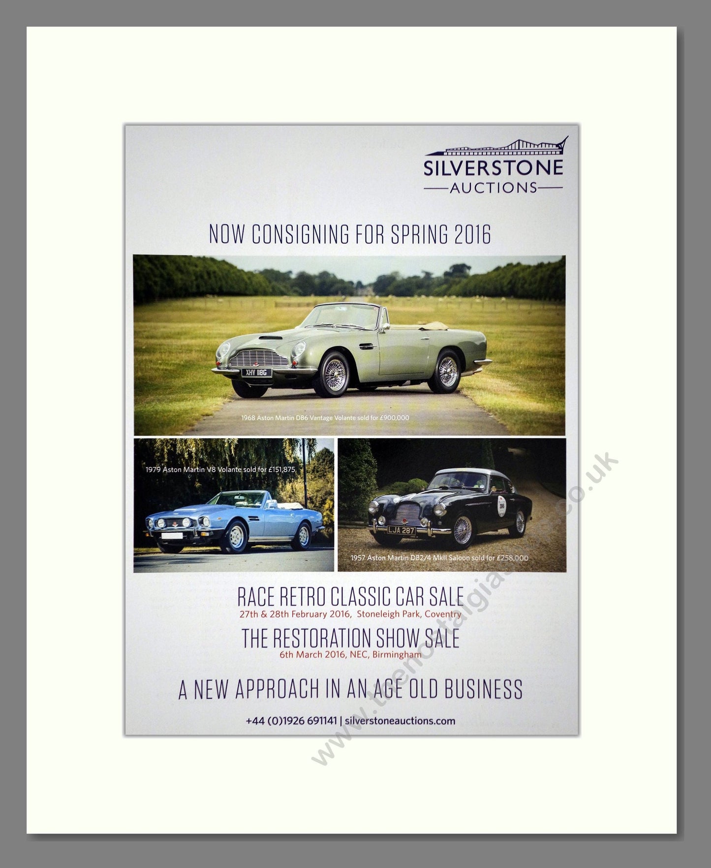 Aston Martin - Silverstone Auctions. Vintage Advert 2016 (ref AD65228)