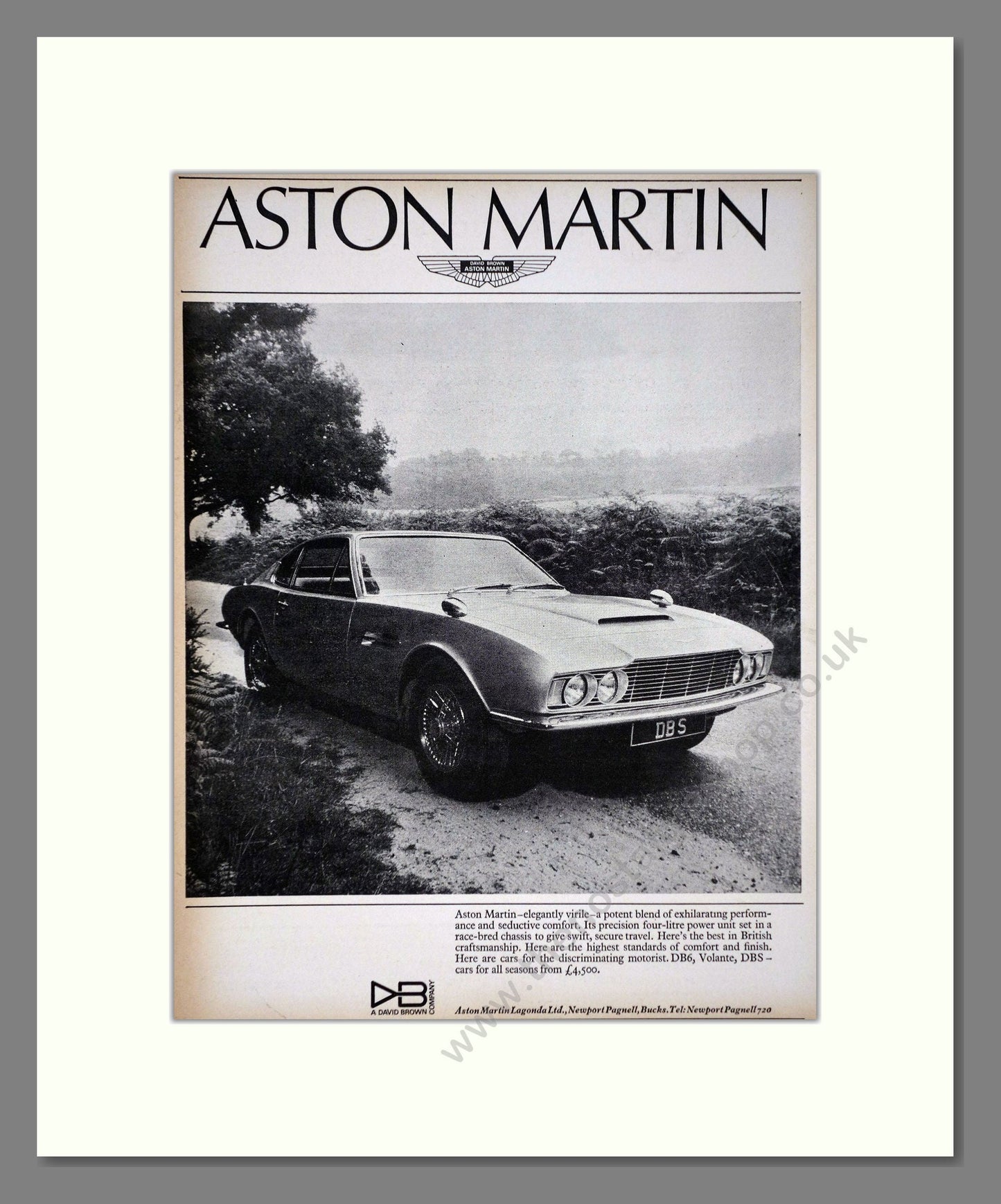 Aston Martin - DBS. Vintage Advert 1968 (ref AD65246)
