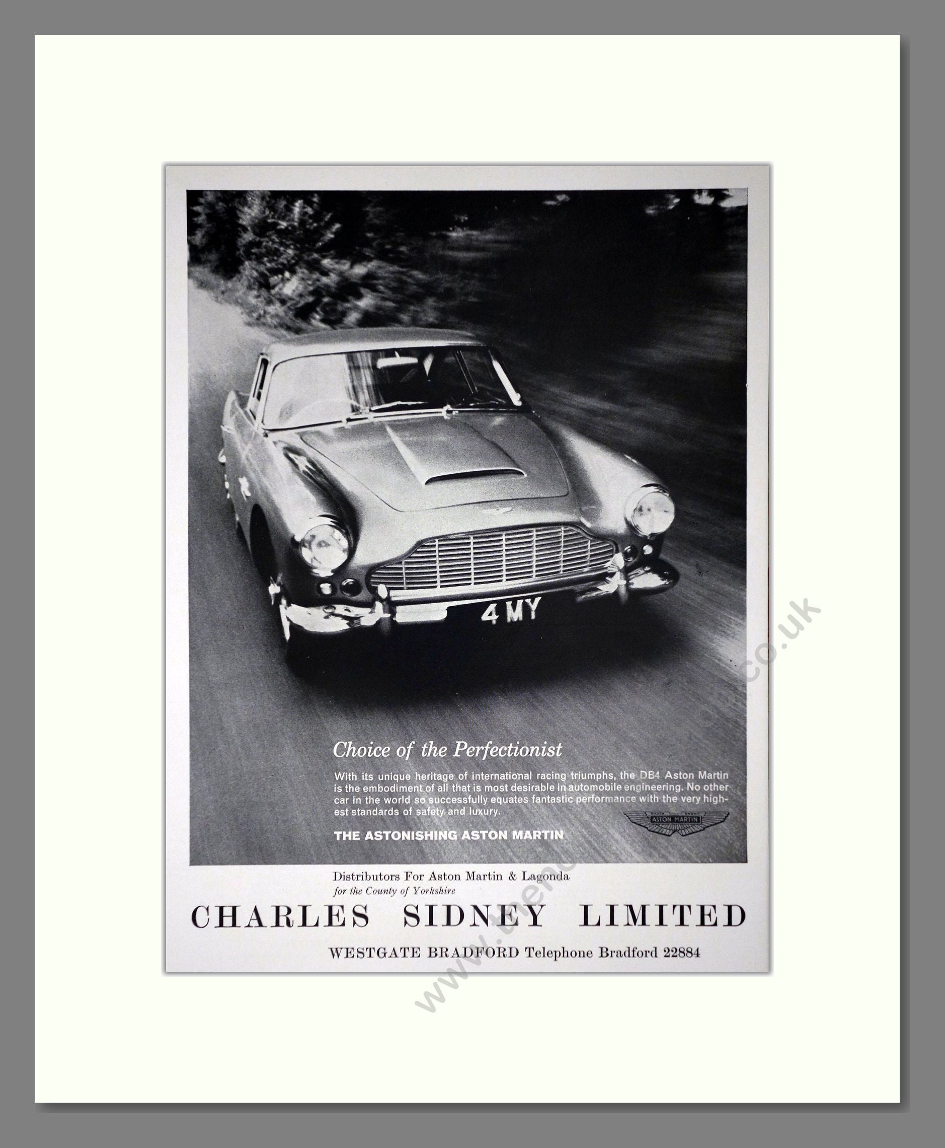Aston Martin - DB4. Vintage Advert 1962 (ref AD65249)
