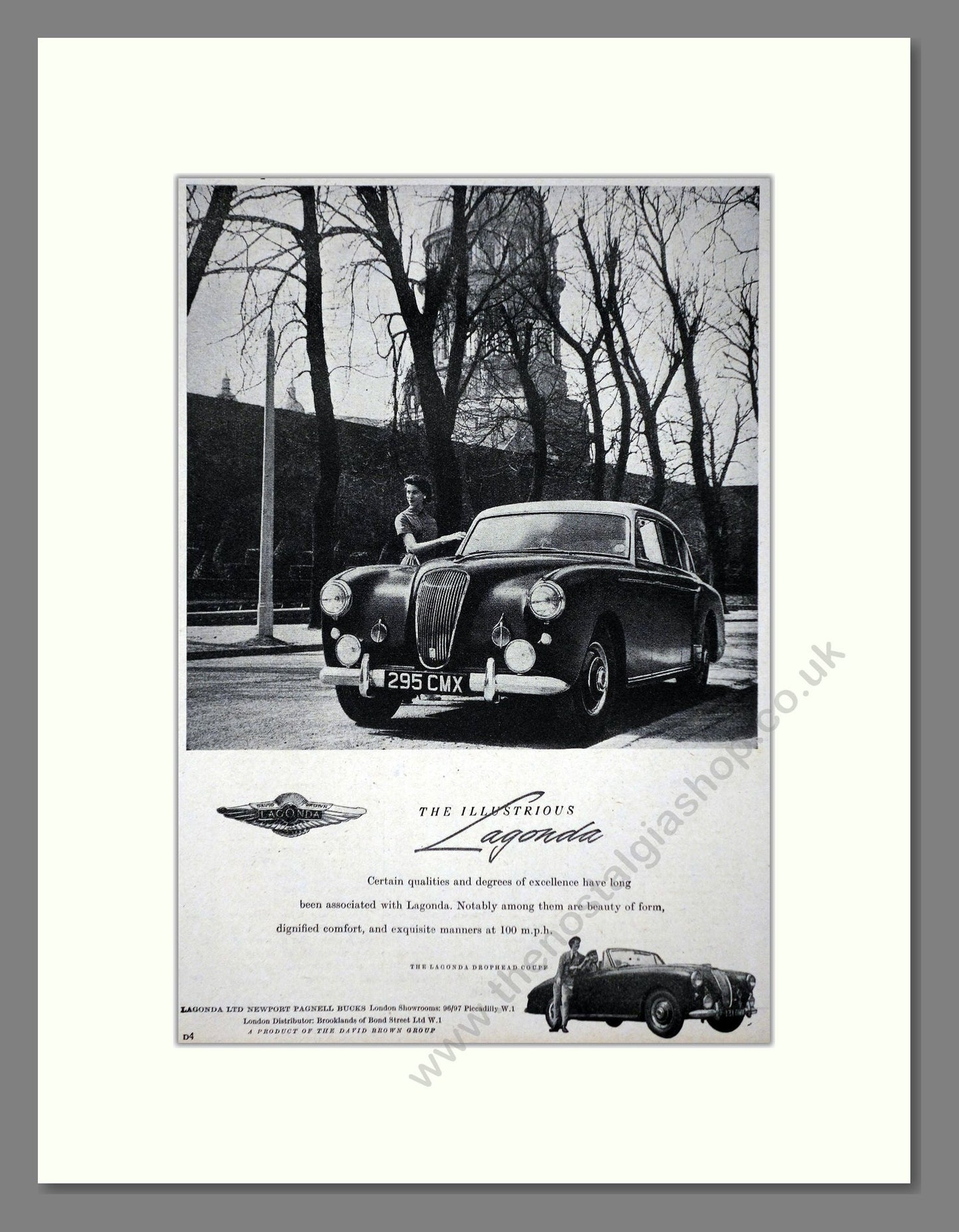 Lagonda - Drophead Coupe. Vintage Advert 1955 (ref AD65255)