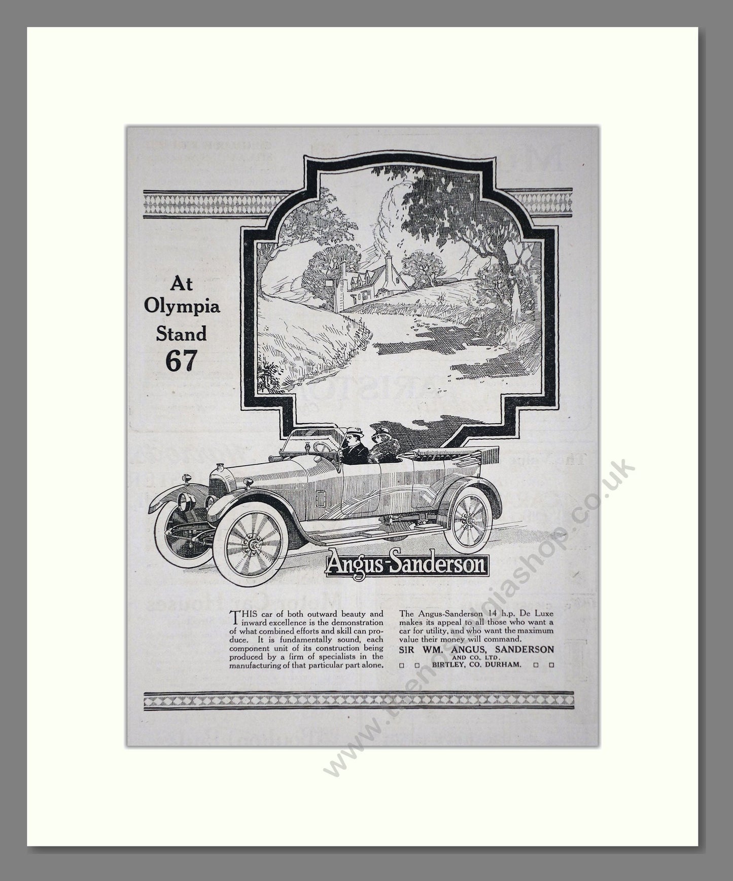 Angus Sanderson - At Olympia. Vintage Advert 1919 (ref AD65258)