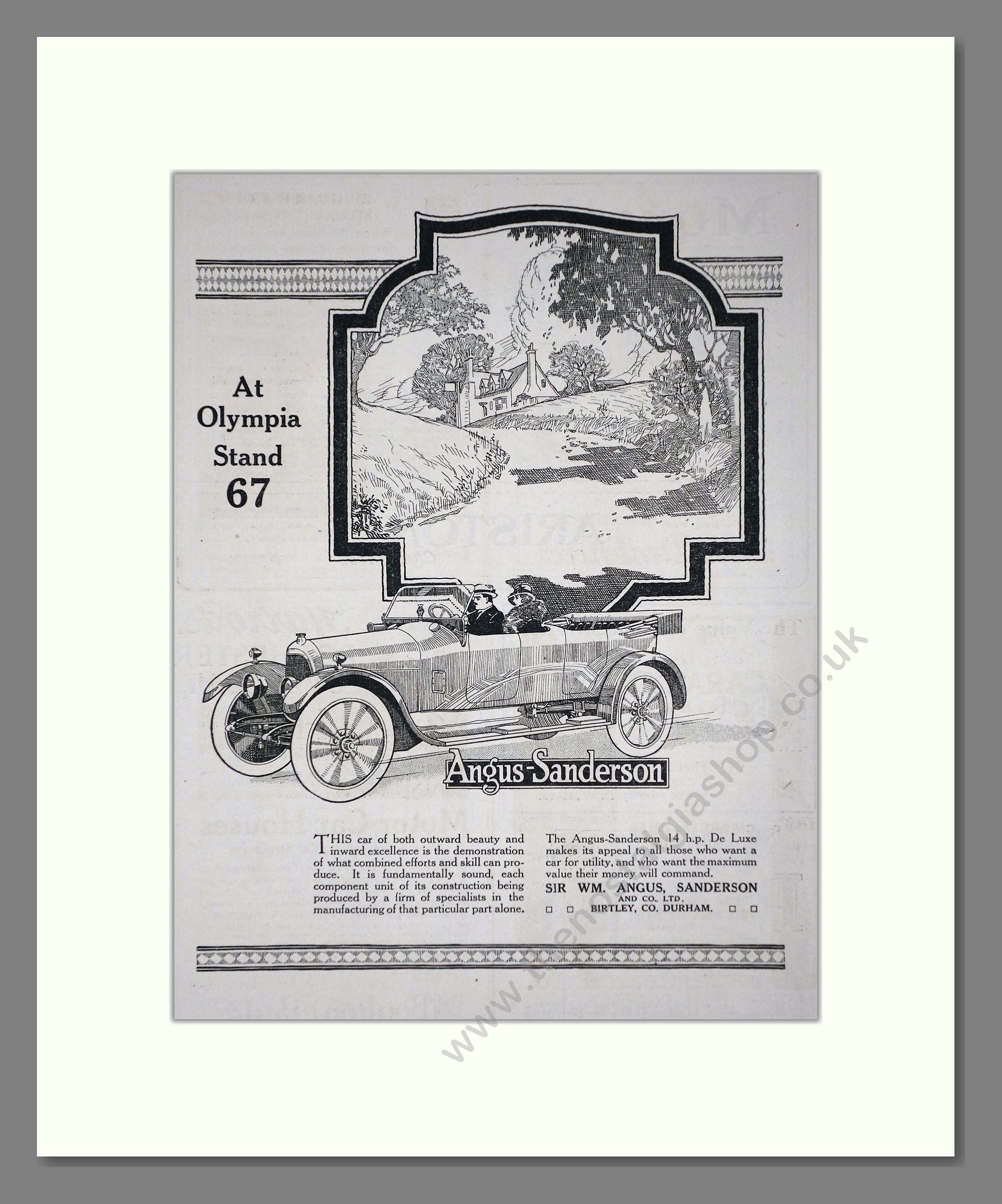 Angus Sanderson - At Olympia. Vintage Advert 1919 (ref AD65258)
