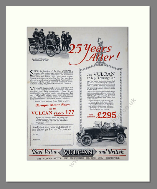 Vulcan - At Olympia. Vintage Advert 1924 (ref AD65259)