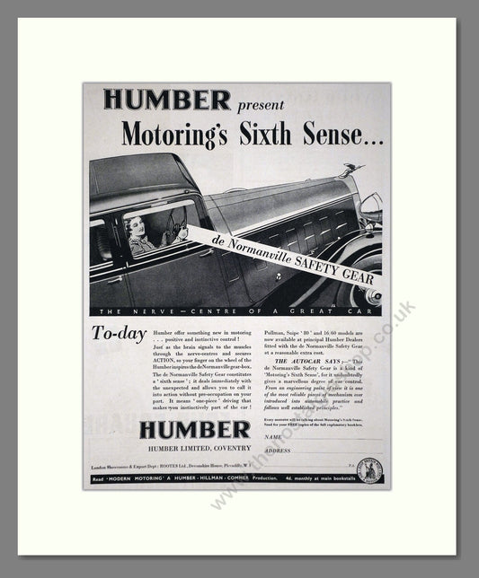 Humber - Safety Gear. Vintage Advert 1935 (ref AD65260)