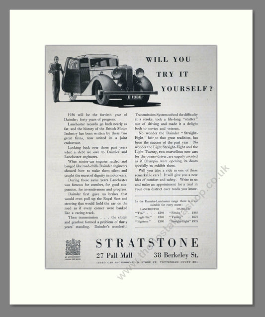 Daimler - At Stratstone. Vintage Advert 1935 (ref AD65261)