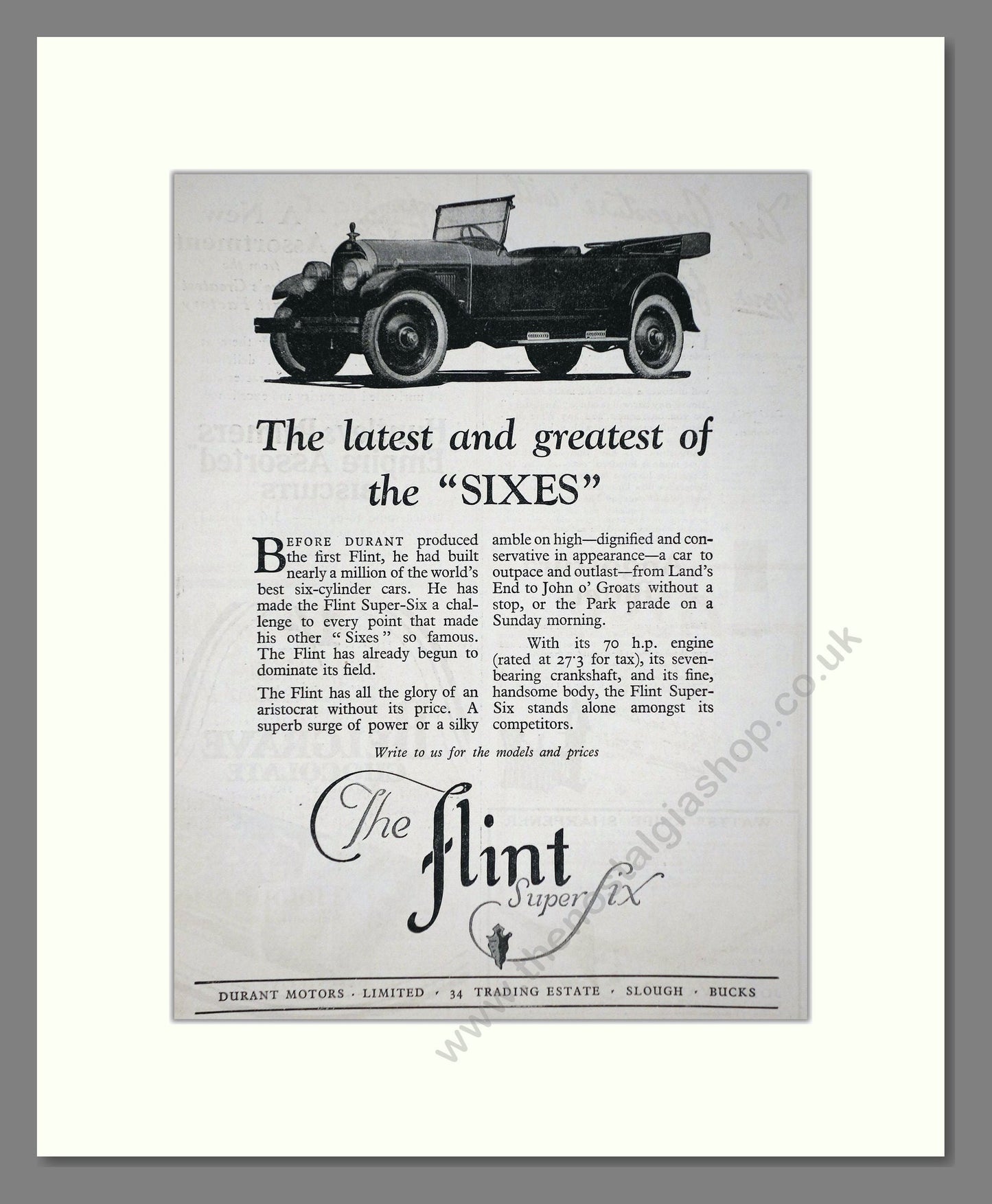 Flint - Super Six. Vintage Advert 1924 (ref AD65265)