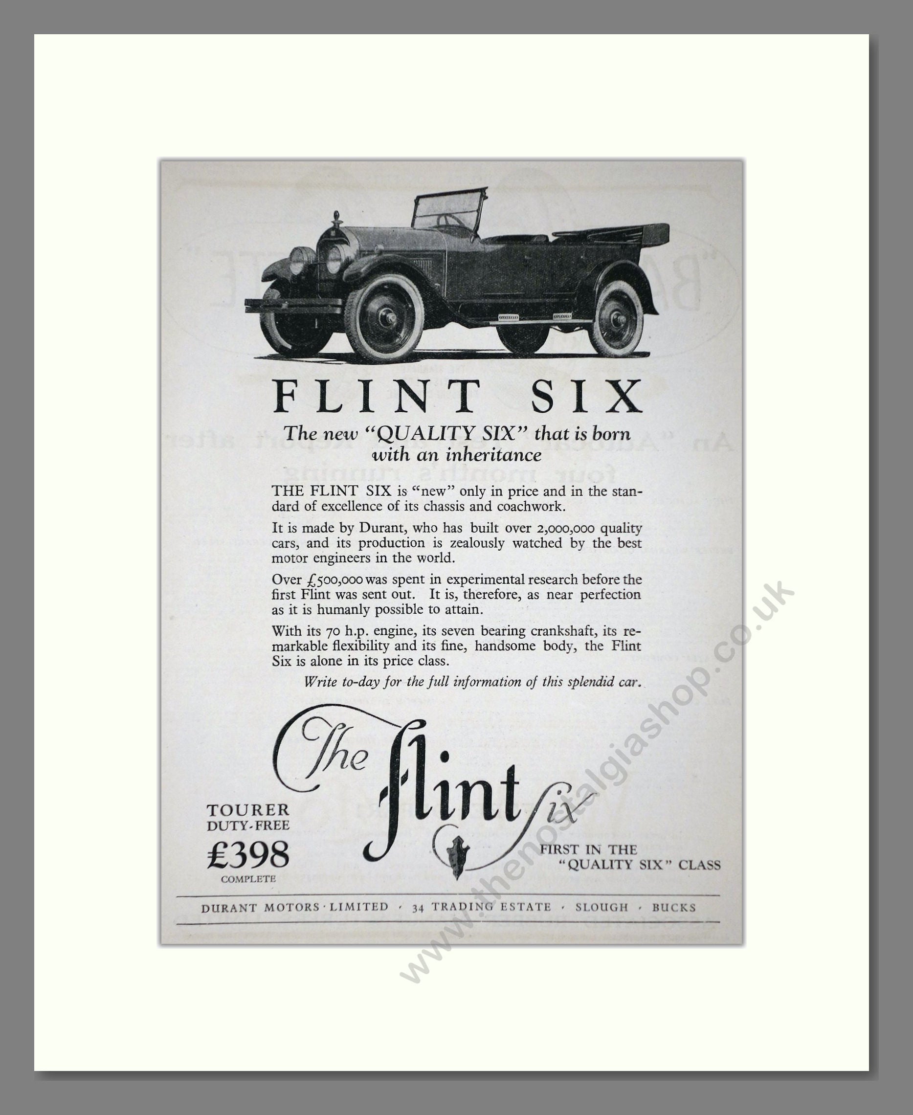 Flint - Quality Six. Vintage Advert 1934 (ref AD65266)