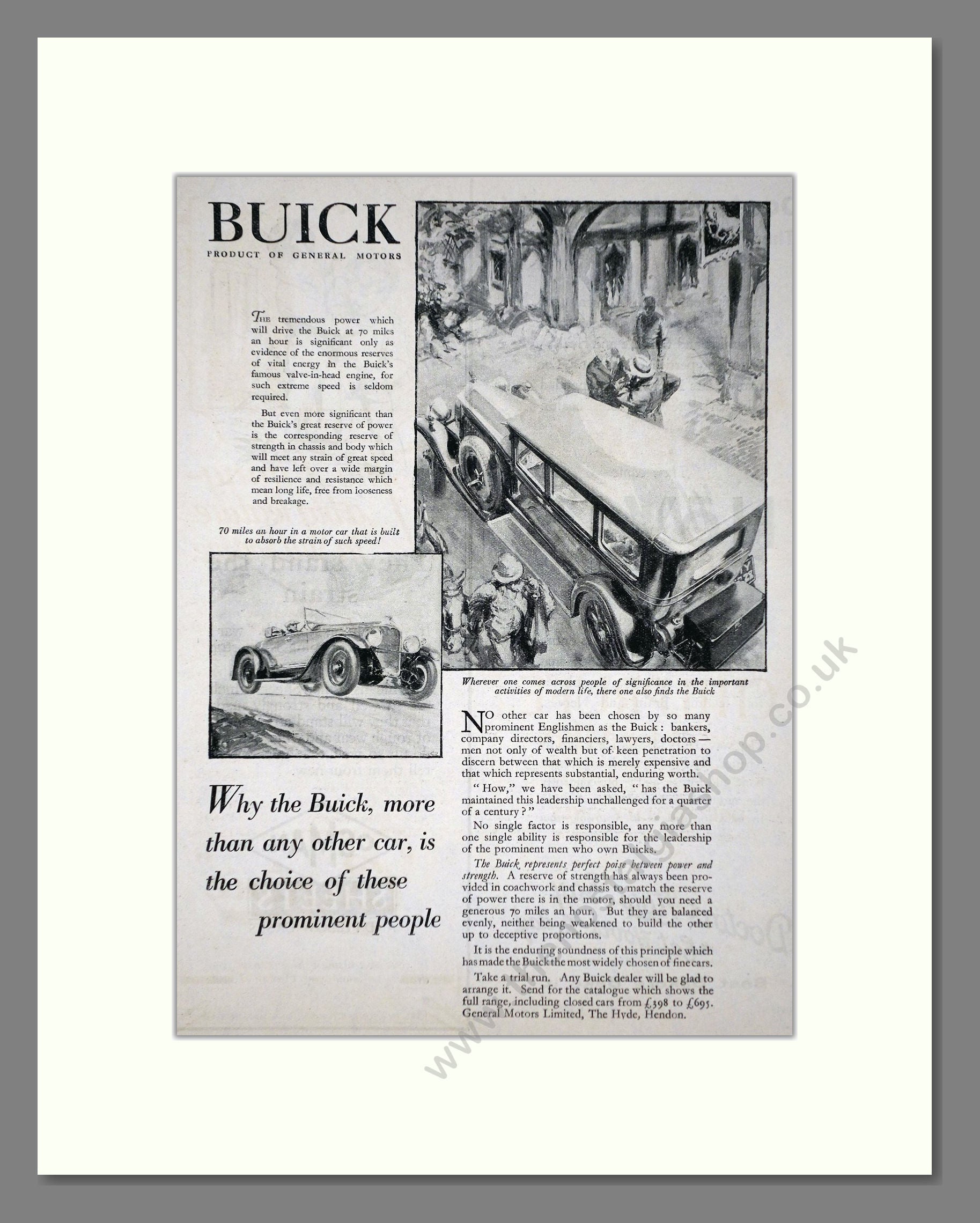 Buick - Choice Of Prominent People. Vintage Advert 1927 (ref AD65267)