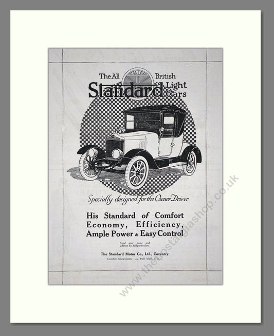 Standard - Light Cars. Vintage Advert 1920 (ref AD65271)