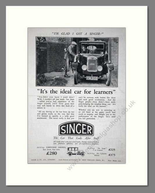 Singer - Limousine Saloon. Vintage Advert 1926 (ref AD65273)