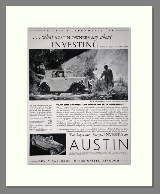 Austin - York Saloon. Vintage Advert 1935 (ref AD65283)