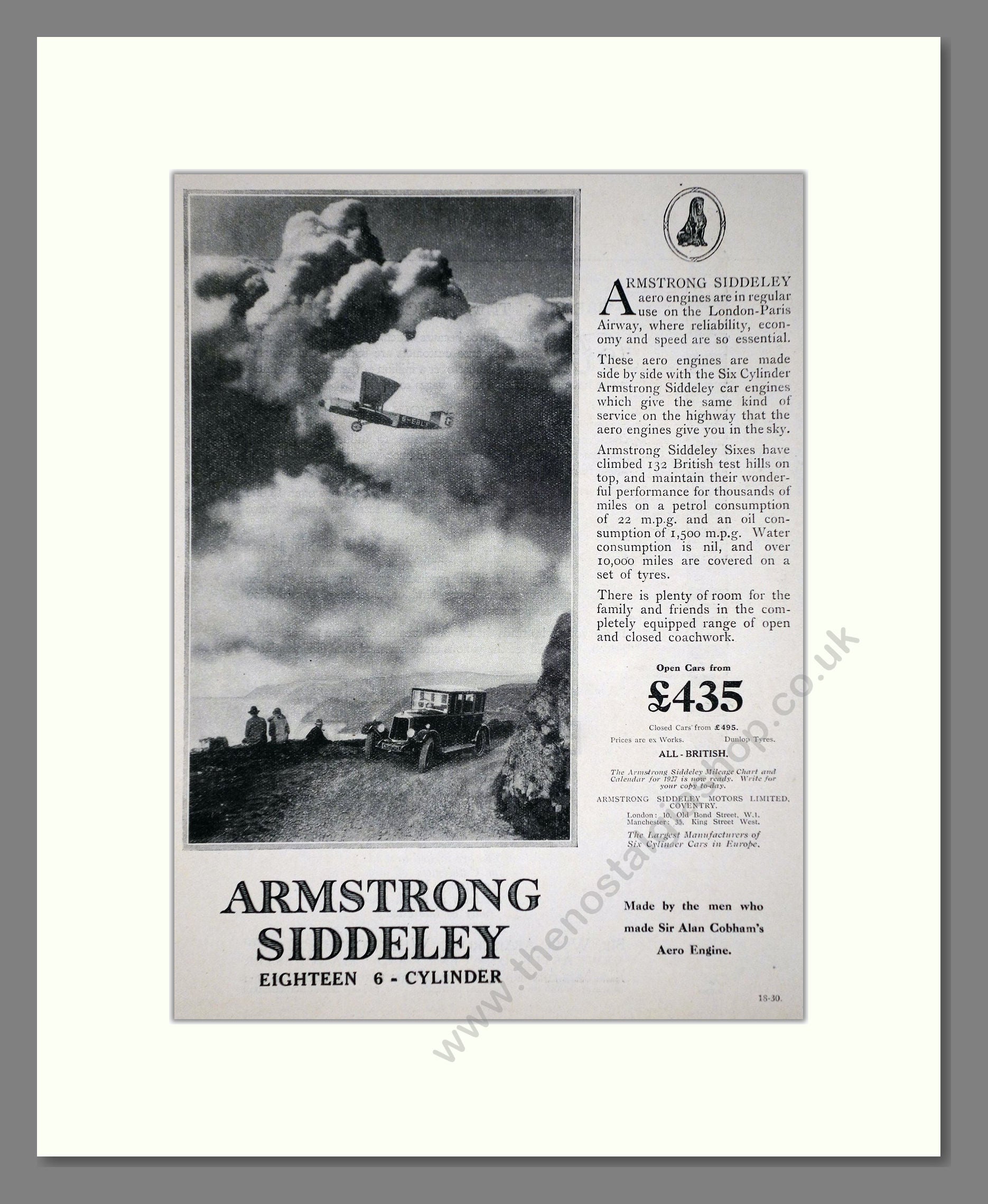 Armstrong Siddeley - Eighteen. Vintage Advert 1927 (ref AD65287)