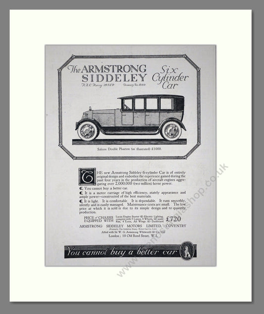 Armstrong Siddeley - Double Phaeton Saloon. Vintage Advert 1920 (ref AD65289)
