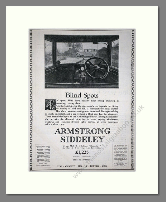Armstrong Siddeley - Shrewsbury Tourer. Vintage Advert 1926 (ref AD65291)