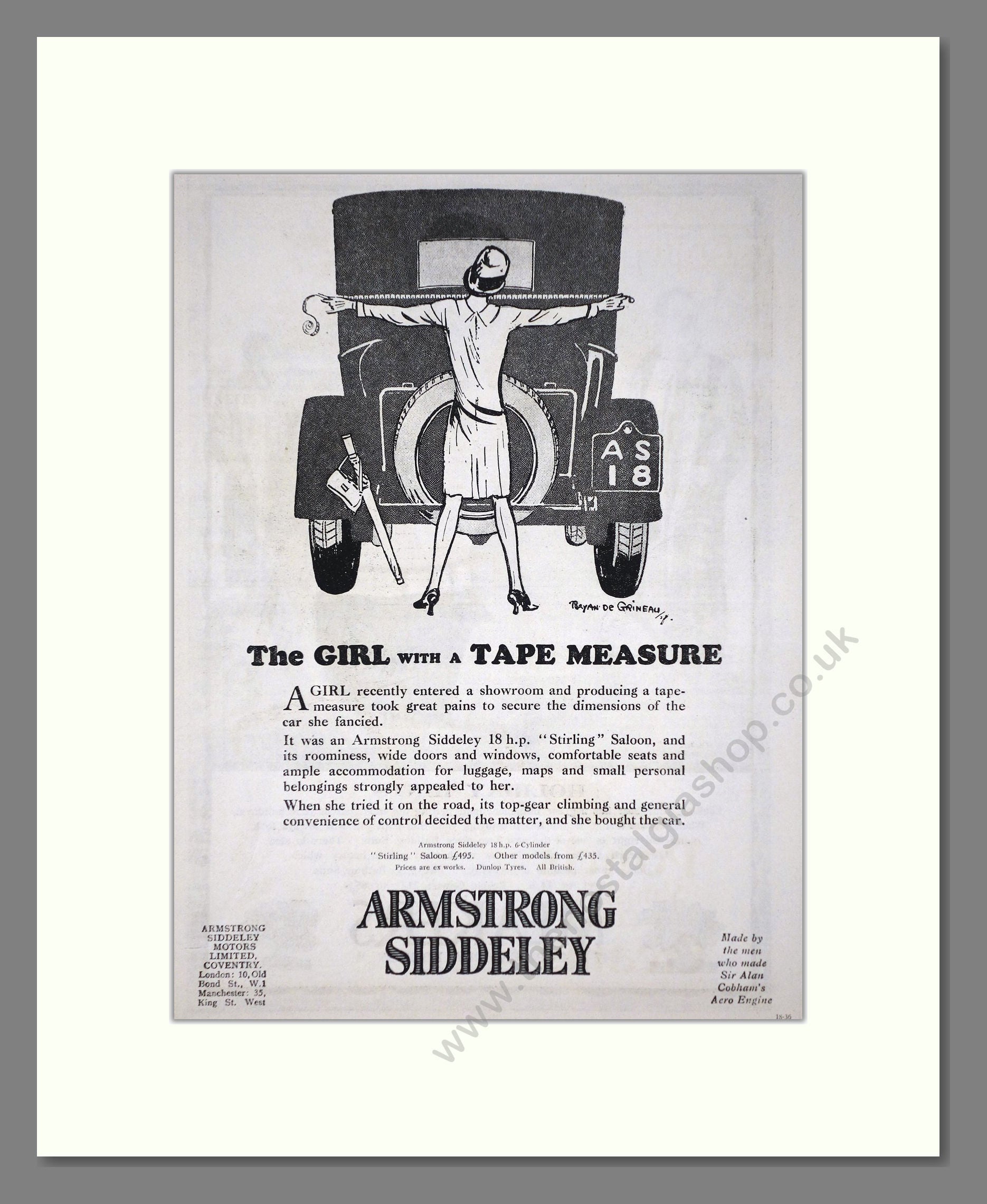 Armstrong Siddeley - Stirling Saloon. Vintage Advert 1927 (ref AD65293)