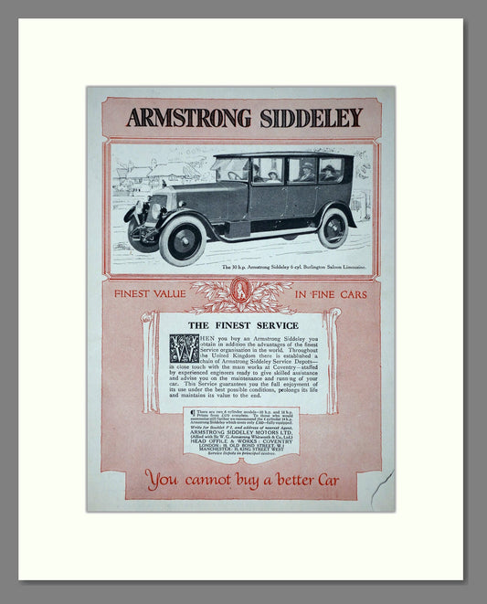 Armstrong Siddeley - Burlington Saloon. Vintage Advert 1924 (ref AD65296)