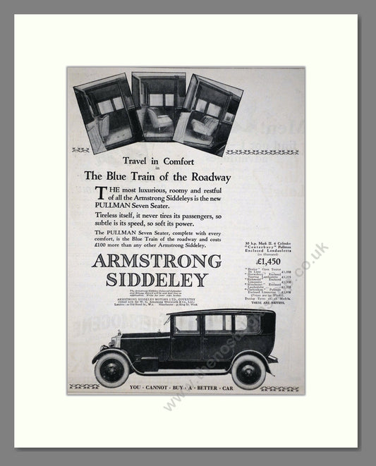 Armstrong Siddeley - Canterbury Pullman. Vintage Advert 1926 (ref AD65297)