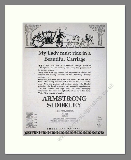 Armstrong Siddeley - Henley Open Tourer. Vintage Advert 1926 (ref AD65298)
