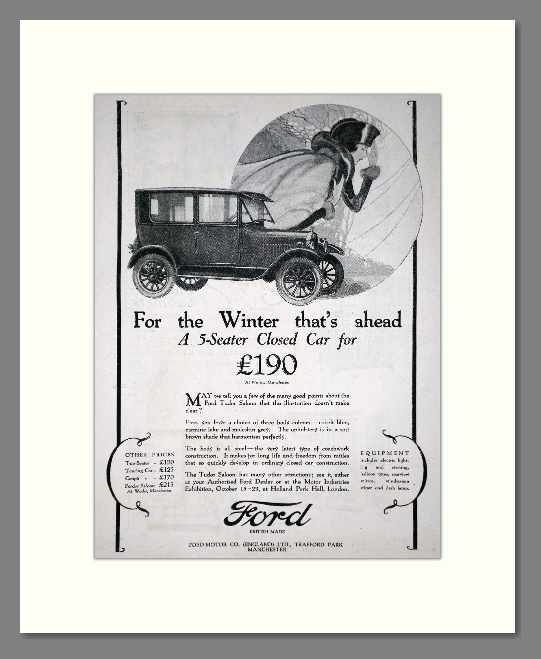 Ford - Tudor Saloon. Vintage Advert 1926 (ref AD65302)