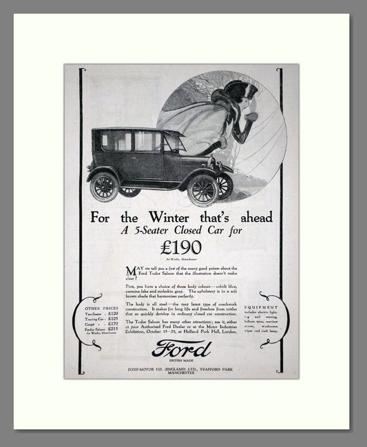 Ford - Tudor Saloon. Vintage Advert 1926 (ref AD65302)