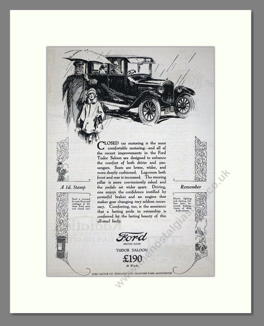 Ford - Tudor Saloon. Vintage Advert 1926 (ref AD65304)