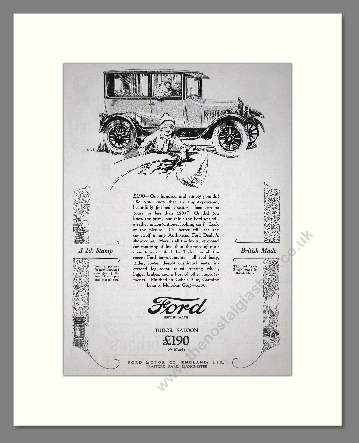 Ford - Tudor Saloon. Vintage Advert 1926 (ref AD65305)