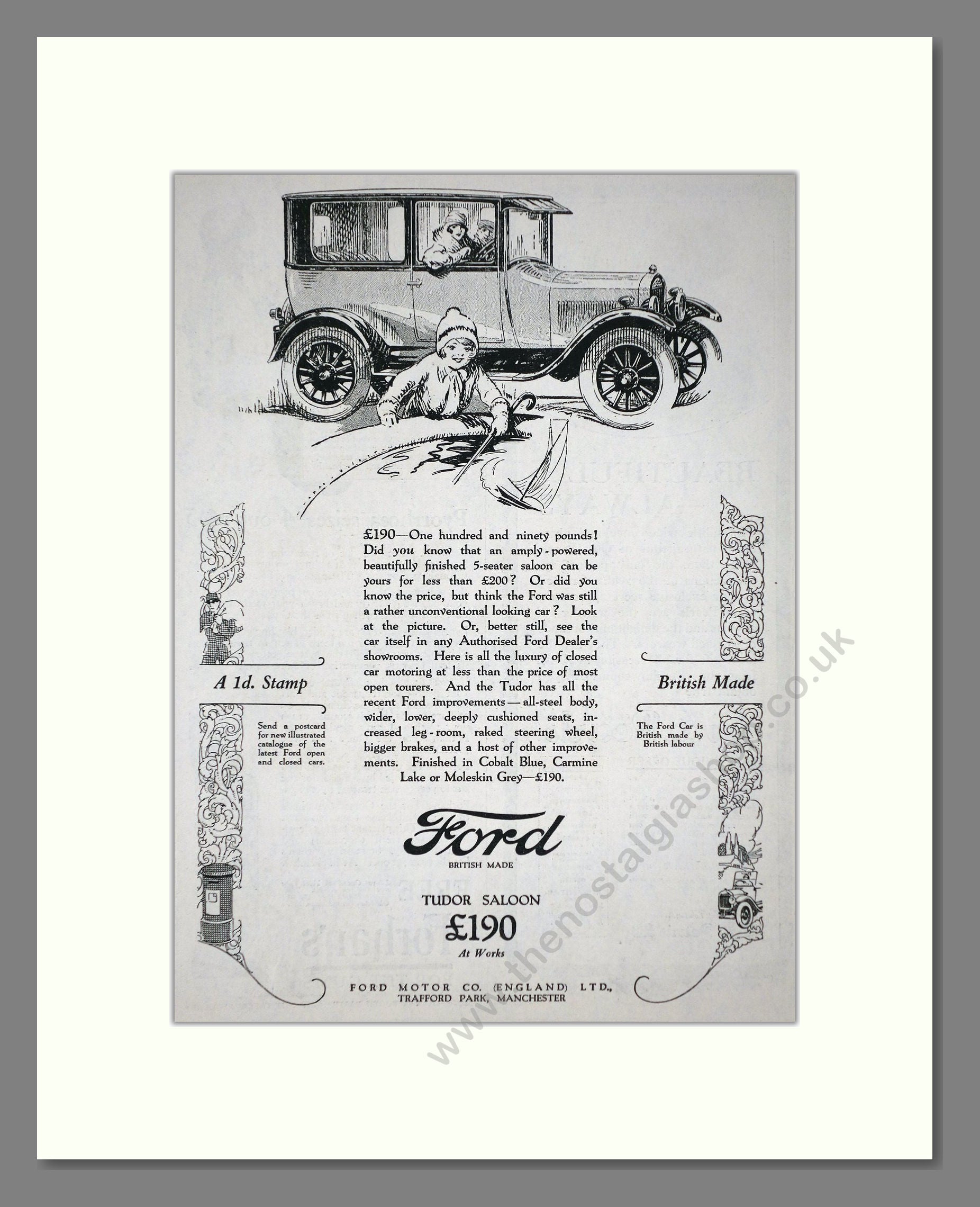 Ford - Tudor Saloon. Vintage Advert 1926 (ref AD65305)