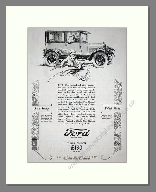 Ford - Tudor Saloon. Vintage Advert 1926 (ref AD65305)