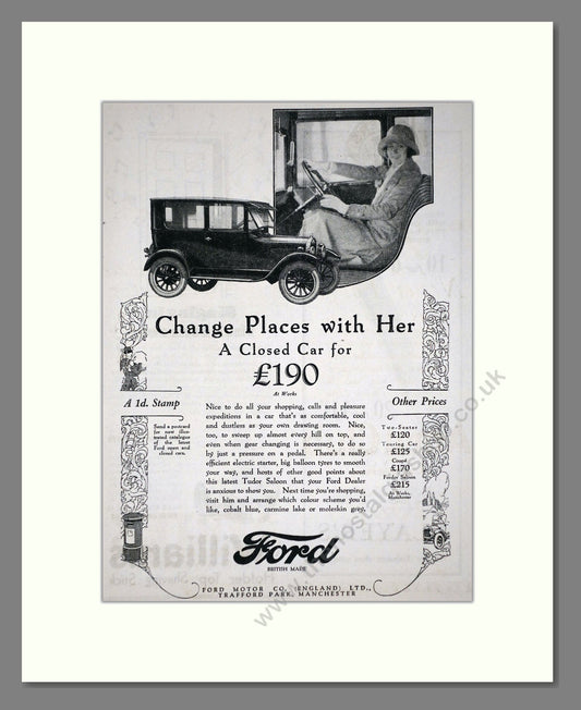 Ford - Tudor Saloon. Vintage Advert 1926 (ref AD65306)