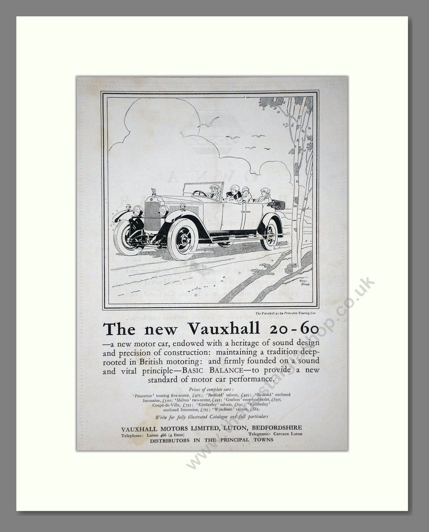 Vauxhall - 20-60. Vintage Advert 1927 (ref AD65315)