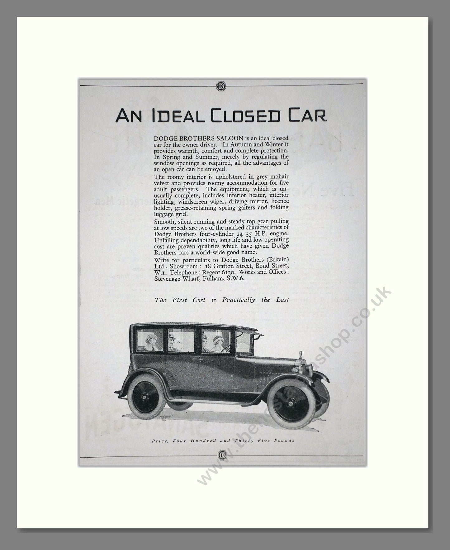 Dodge Brothers - Closed Car. Vintage Advert 1924 (ref AD65318)