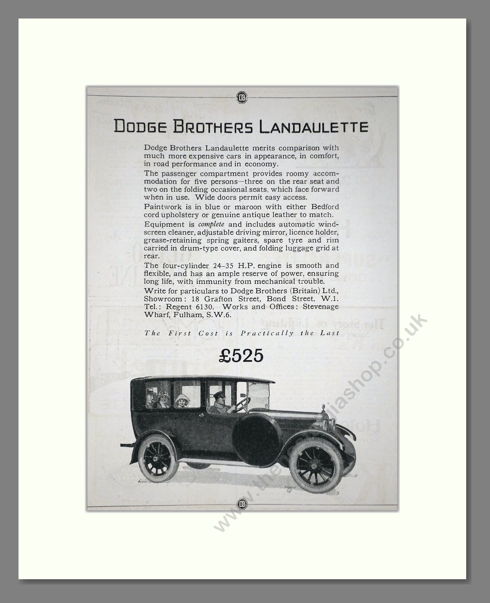 Dodge Brothers - Landaulette. Vintage Advert 1924 (ref AD65319)