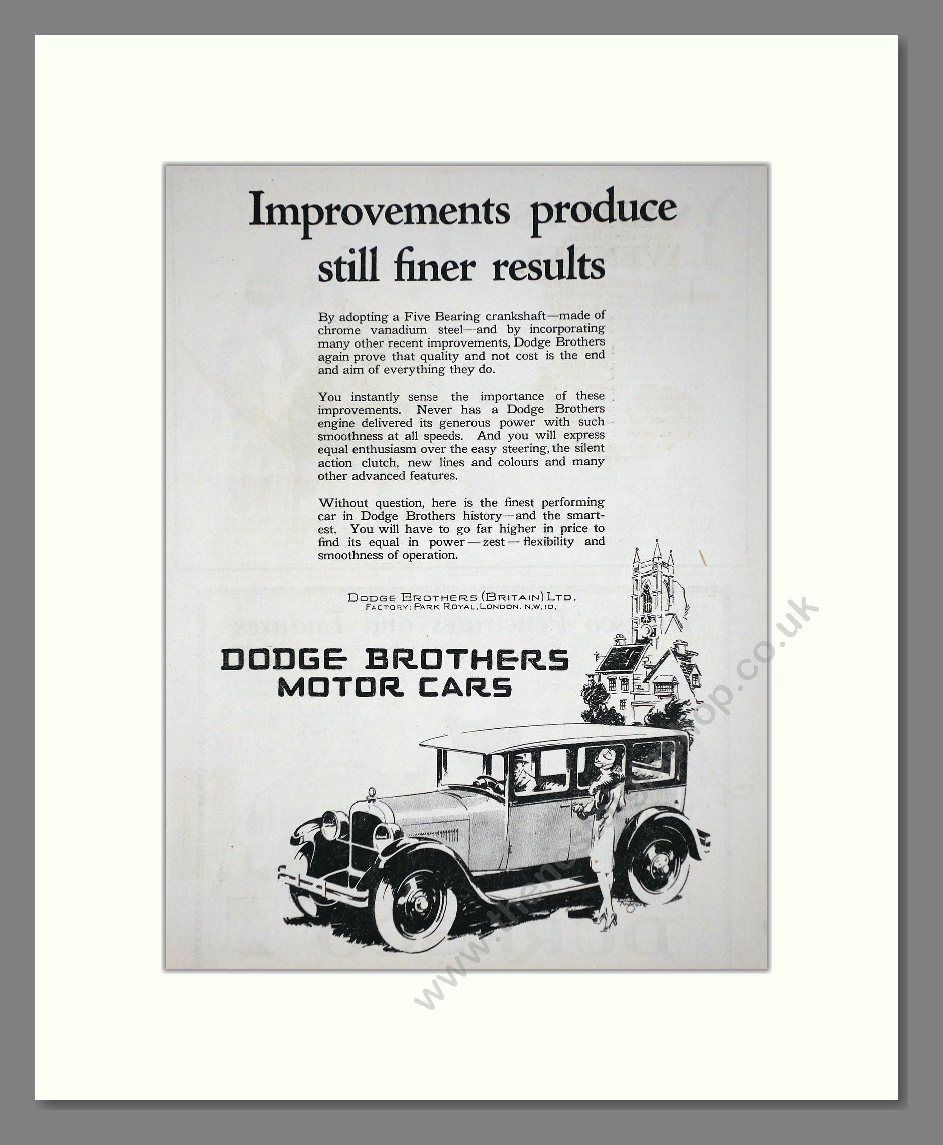 Dodge Brothers - Improvements. Vintage Advert 1927 (ref AD65322)