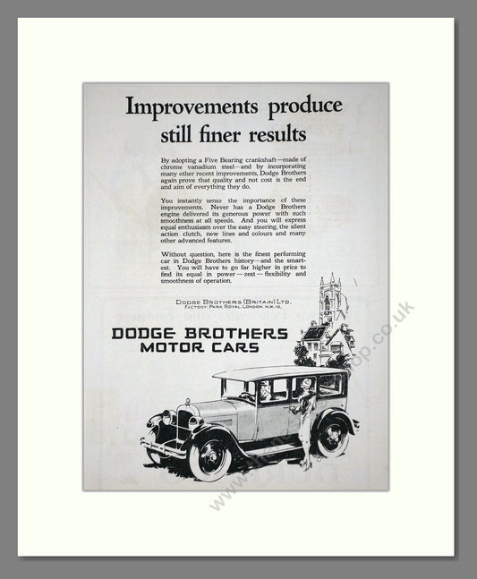 Dodge Brothers - Improvements. Vintage Advert 1927 (ref AD65322)