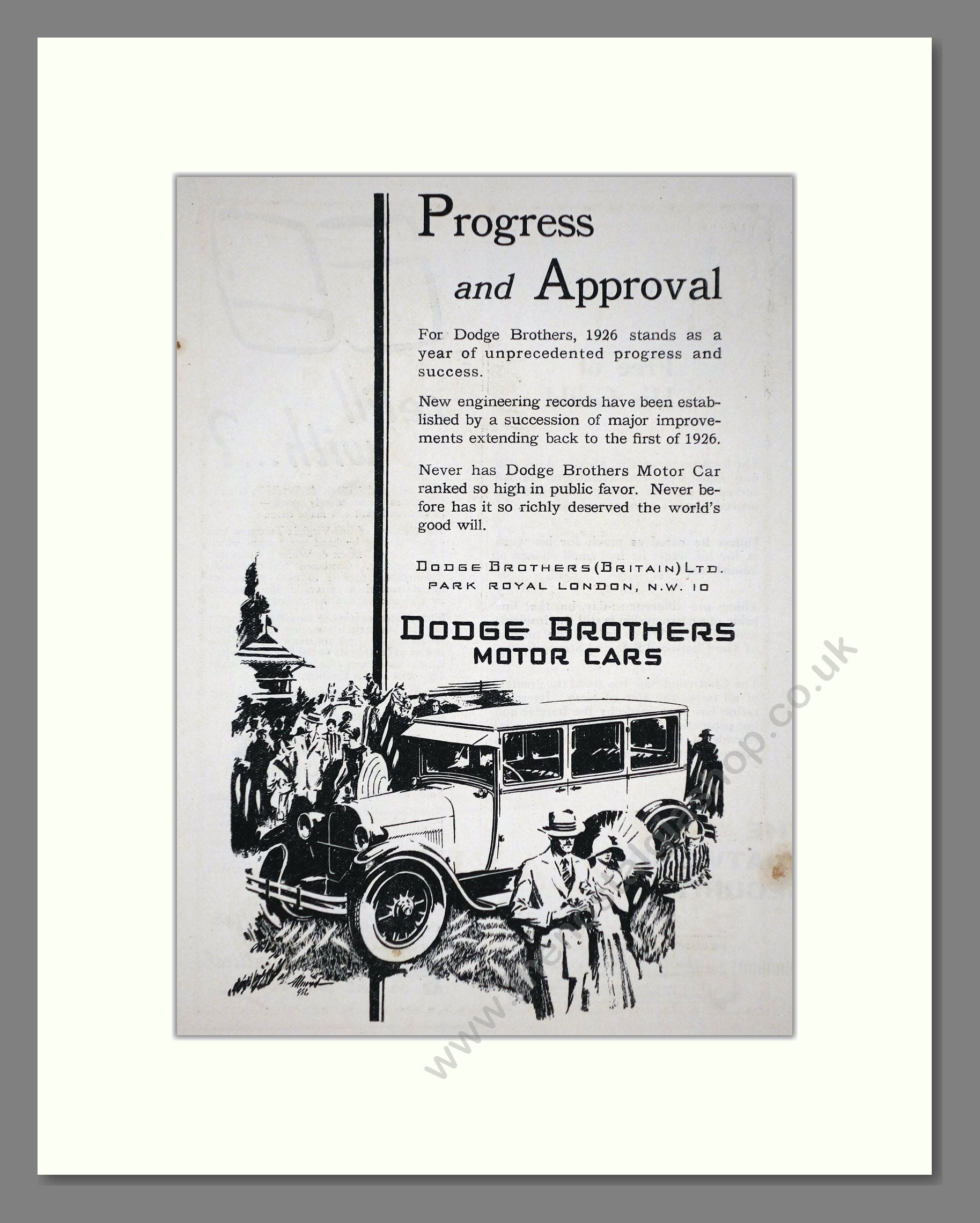 Dodge Brothers - Progress And Approval. Vintage Advert 1927 (ref AD65323)