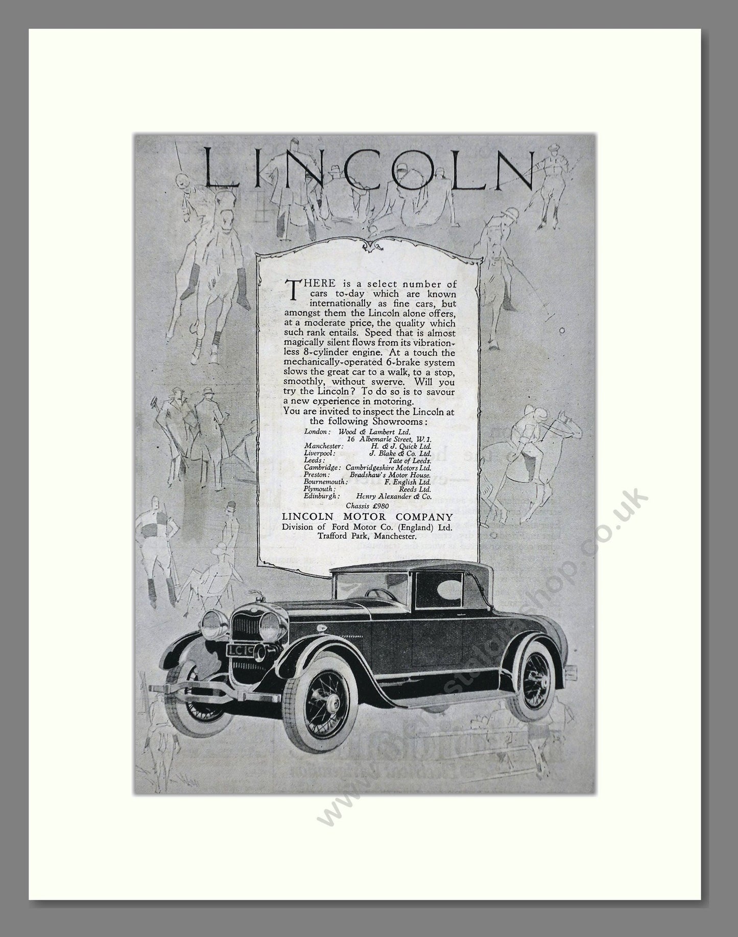 Lincoln - 8 Cylinder. Vintage Advert 1927 (ref AD65325)