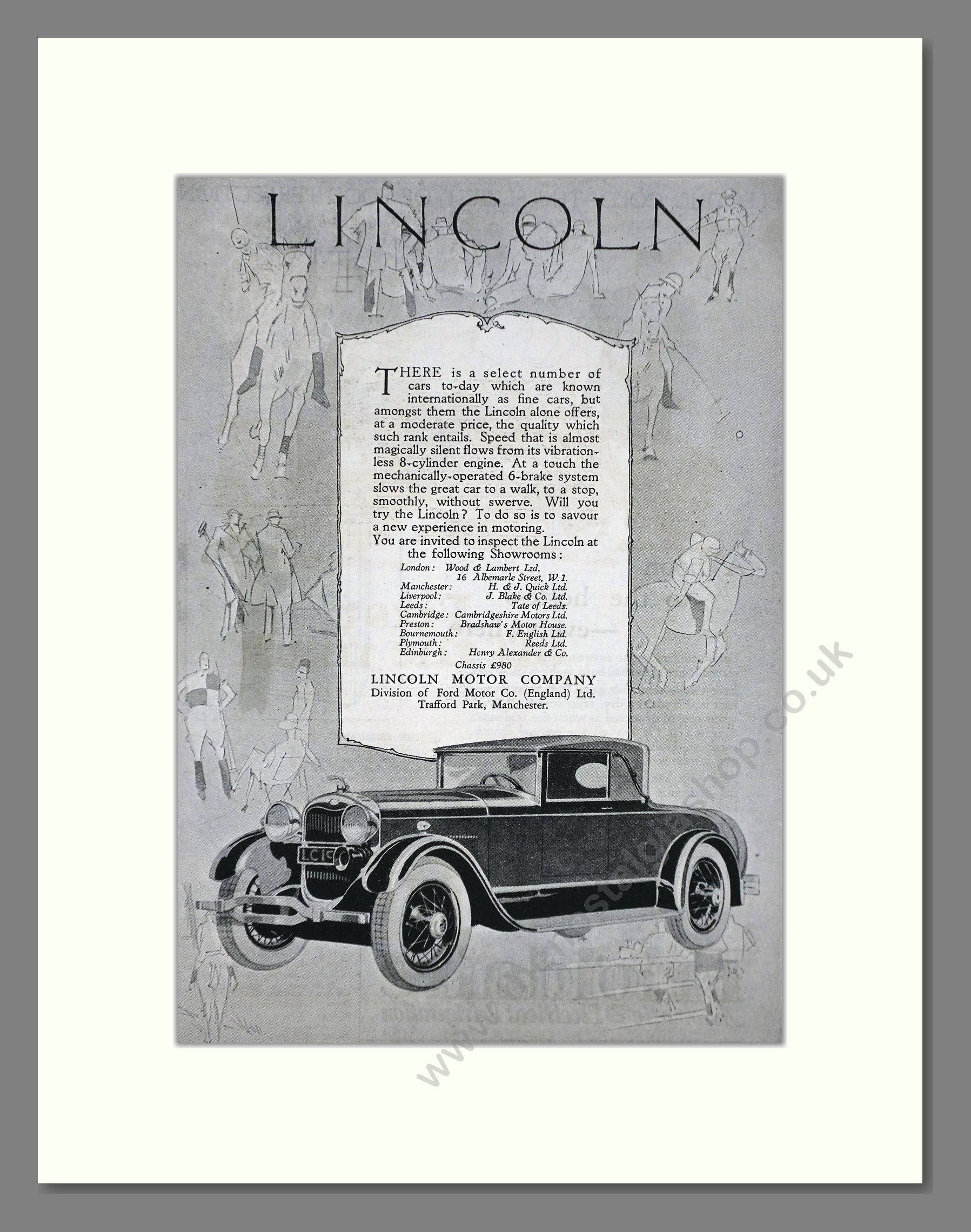 Lincoln - 8 Cylinder. Vintage Advert 1927 (ref AD65325)