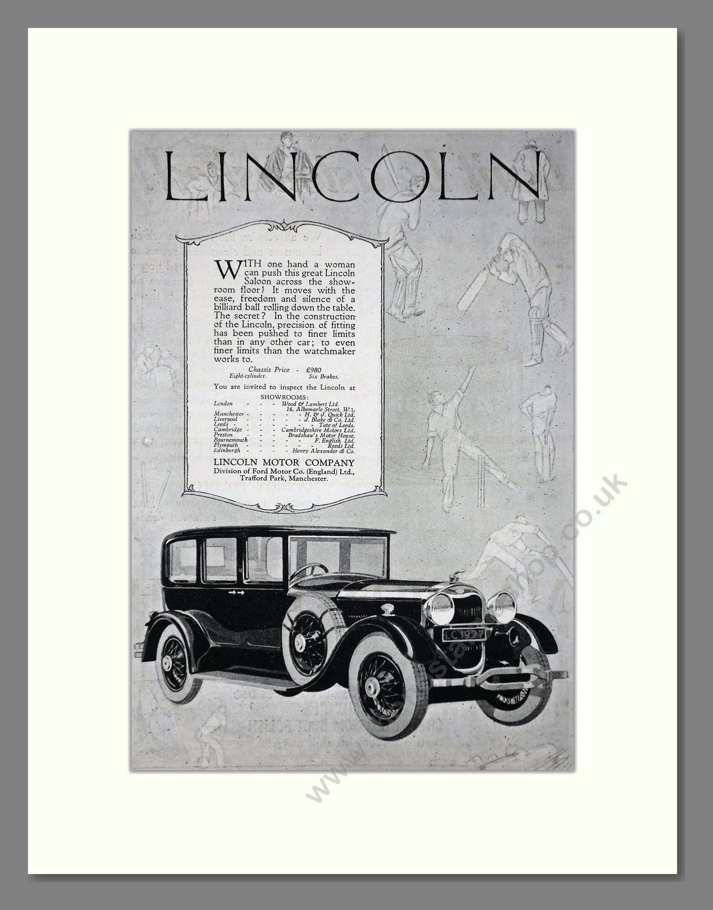 Lincoln - Saloon. Vintage Advert 1927 (ref AD65326)