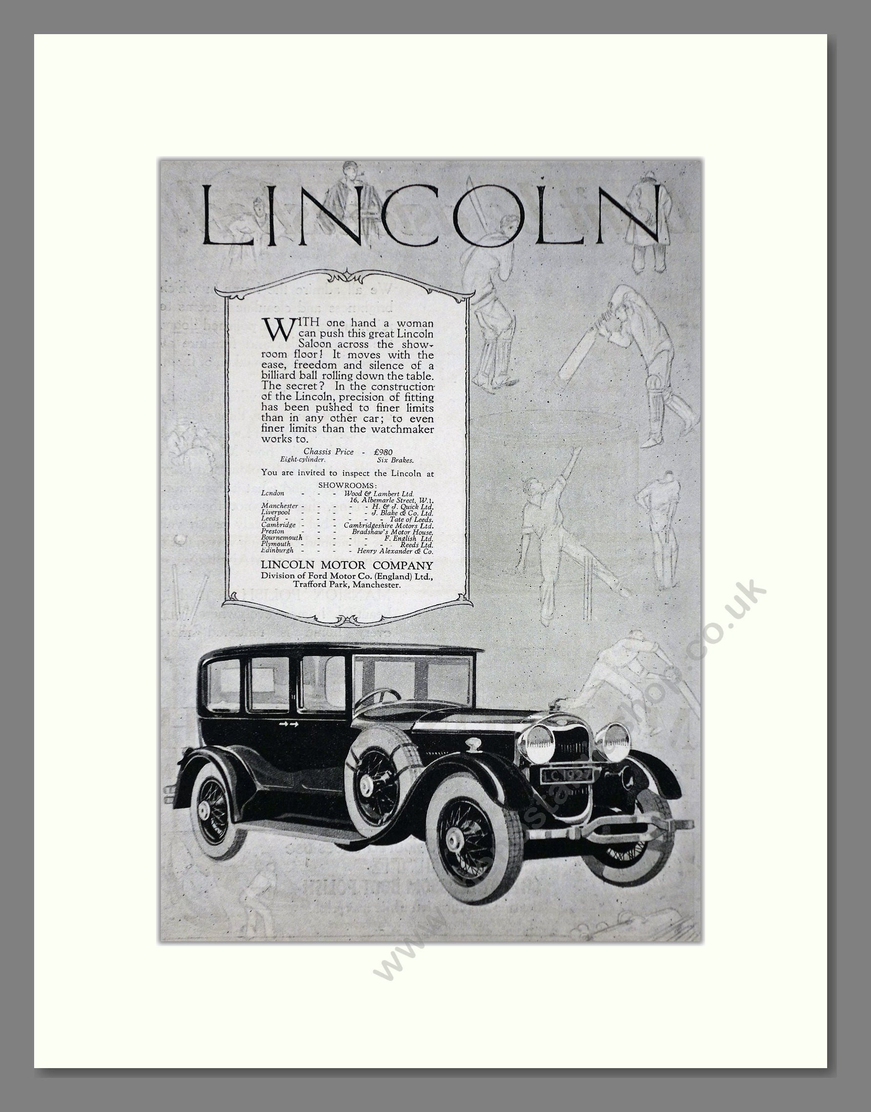 Lincoln - Saloon. Vintage Advert 1927 (ref AD65326)