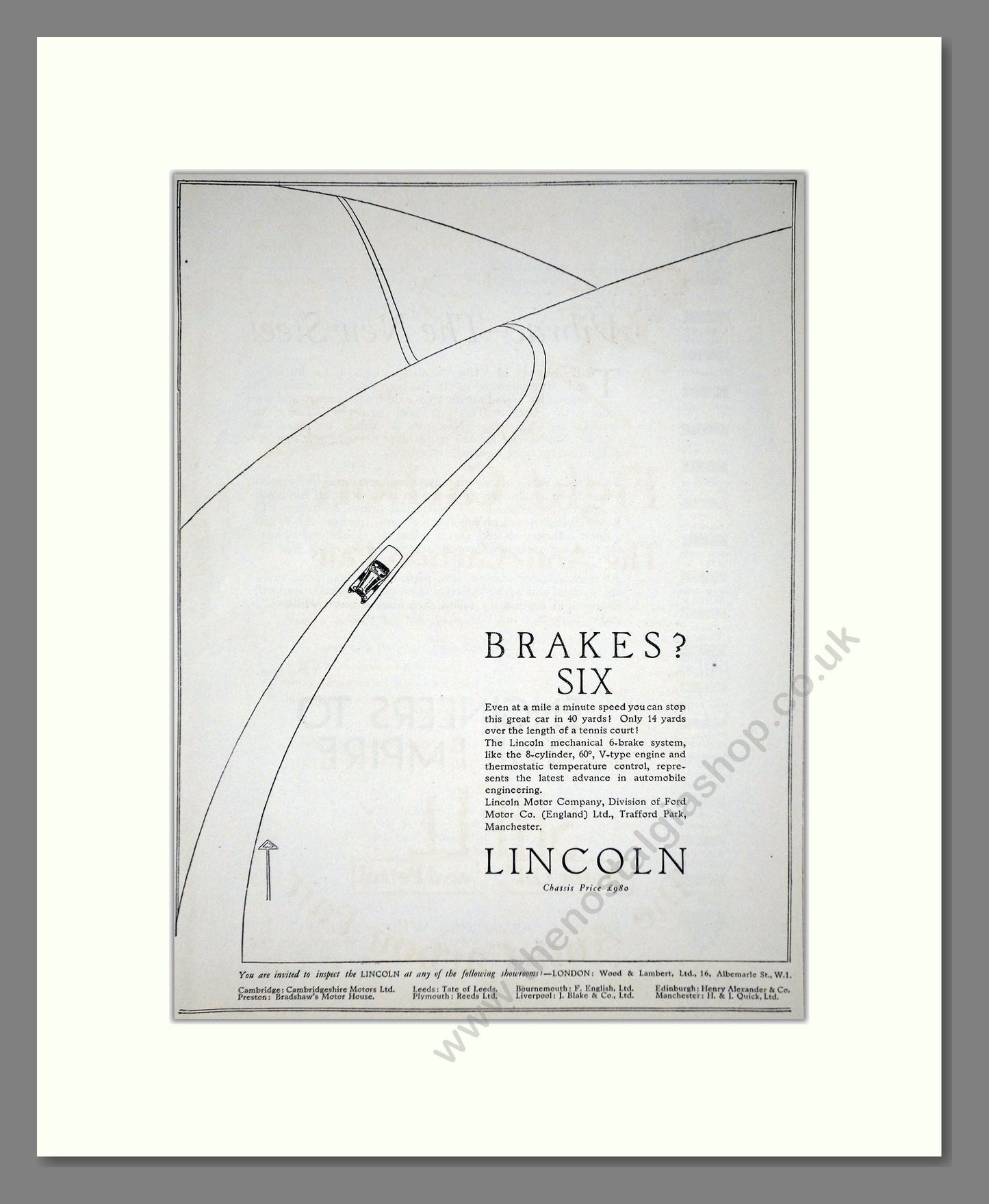 Lincoln - Six Brake System. Vintage Advert 1927 (ref AD65334)