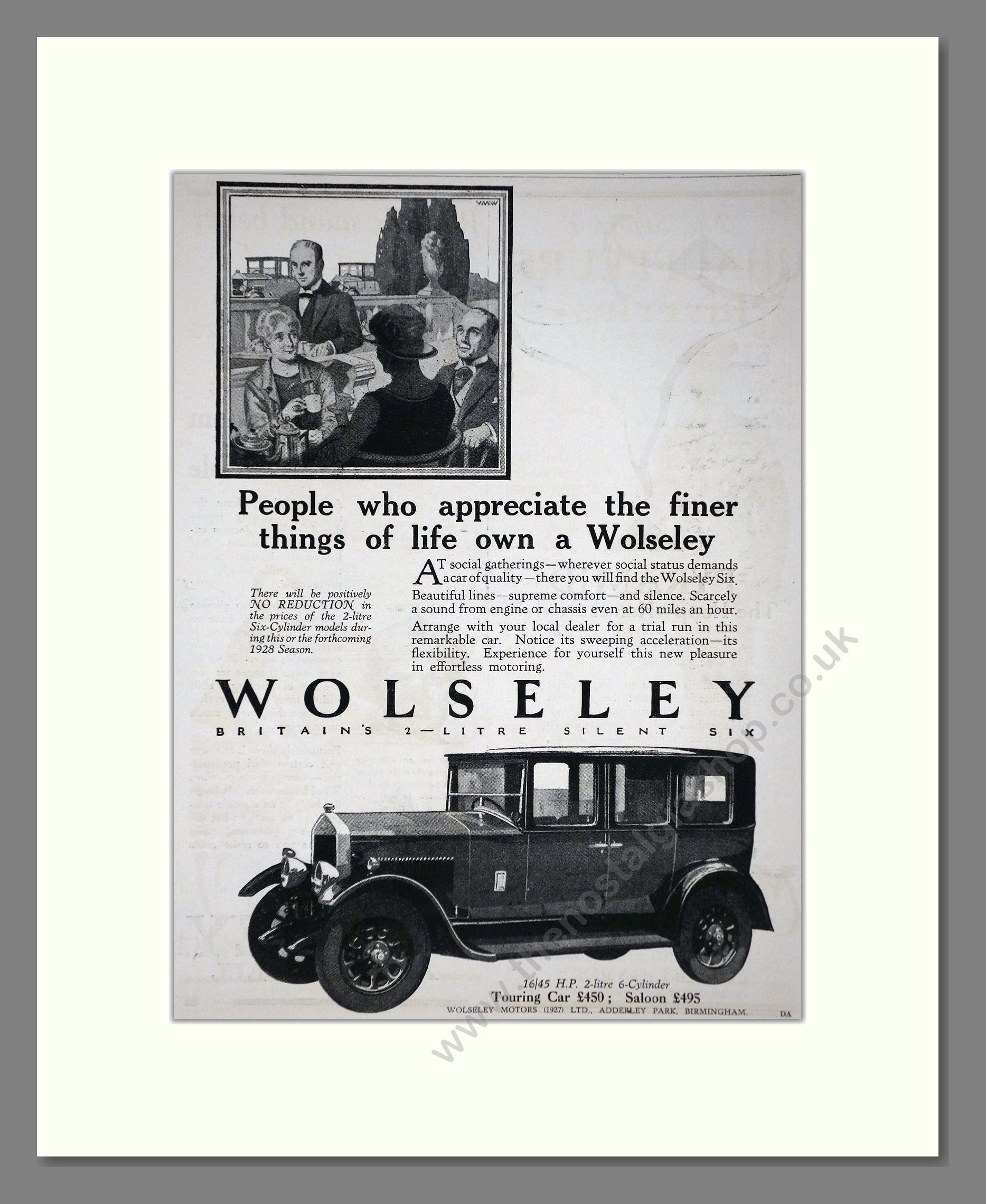Wolseley - Silent Six. Vintage Advert 1927 (ref AD65336)