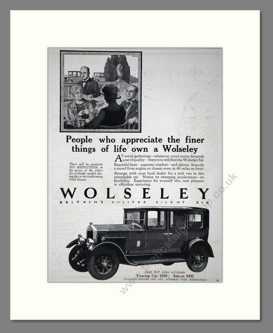 Wolseley - Silent Six. Vintage Advert 1927 (ref AD65336)