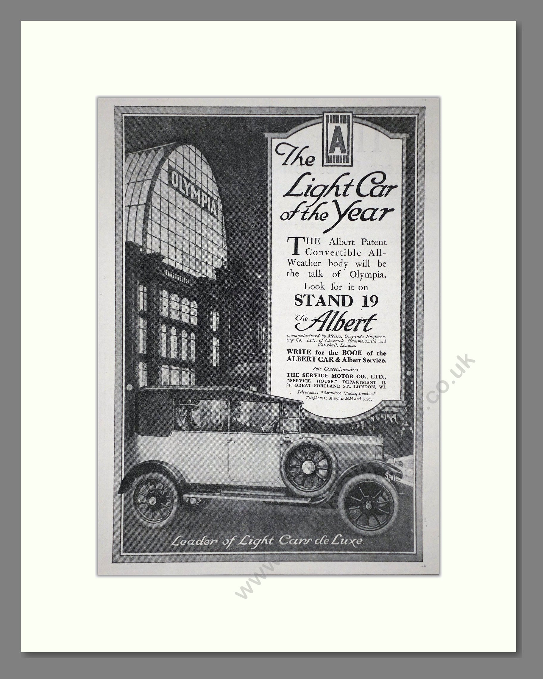 Albert - Light Car Of The Year. Vintage Advert 1920 (ref AD65338)