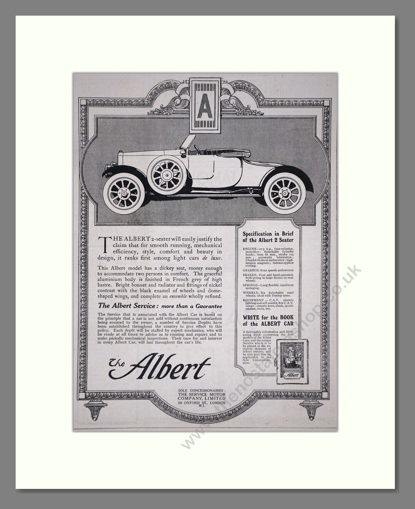 Albert - Service. Vintage Advert 1920 (ref AD65341)