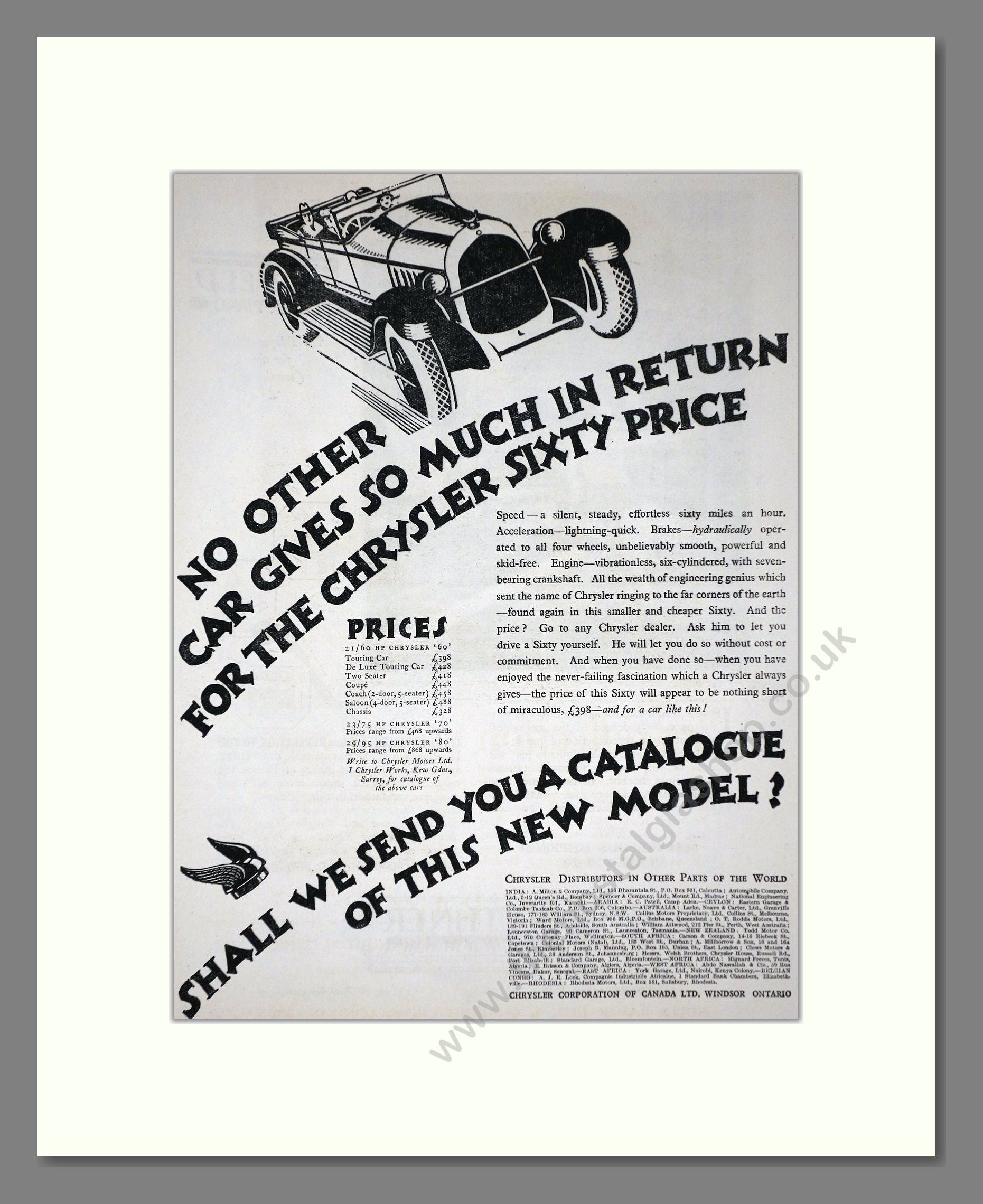Chrysler - 60. Vintage Advert 1926 (ref AD65346)