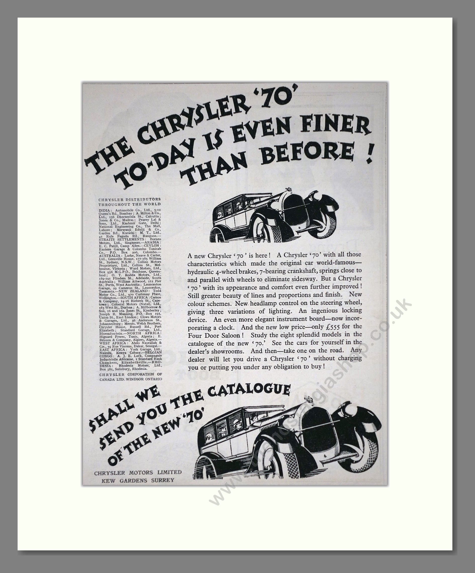 Chrysler - 70. Vintage Advert 1926 (ref AD65350)