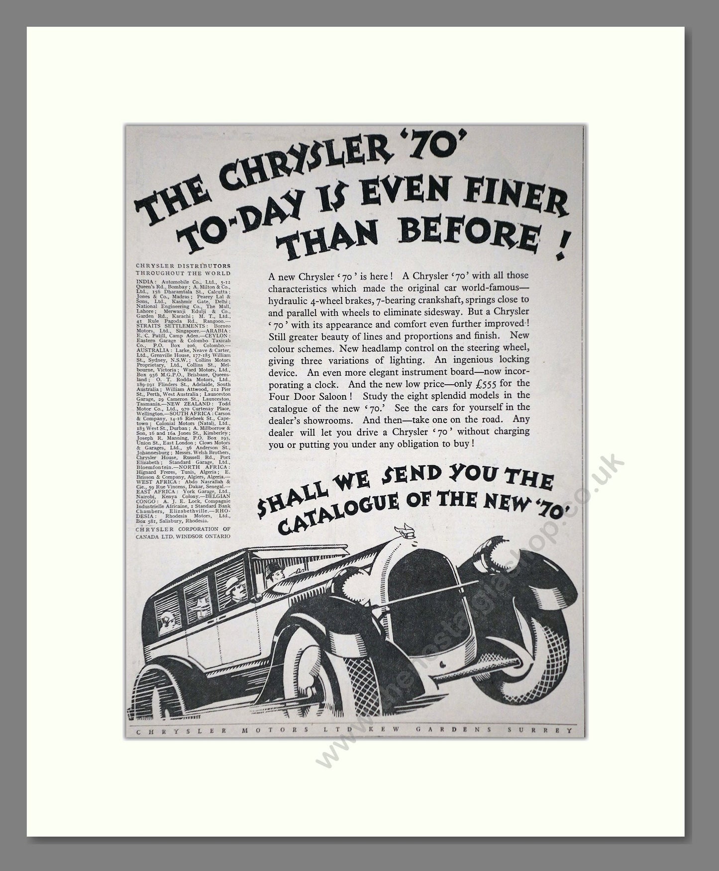 Chrysler - 70. Vintage Advert 1926 (ref AD65351)