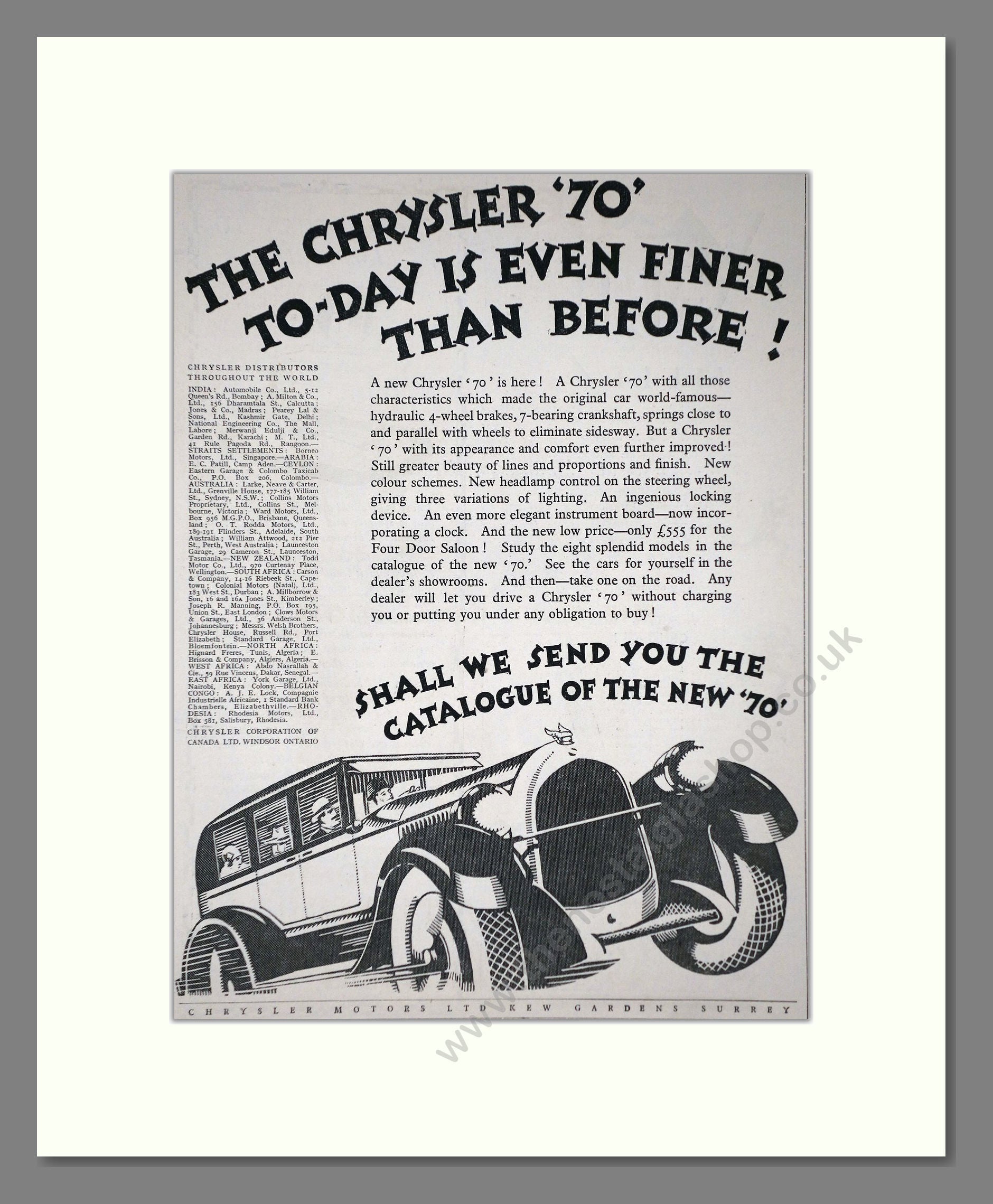 Chrysler - 70. Vintage Advert 1926 (ref AD65351)