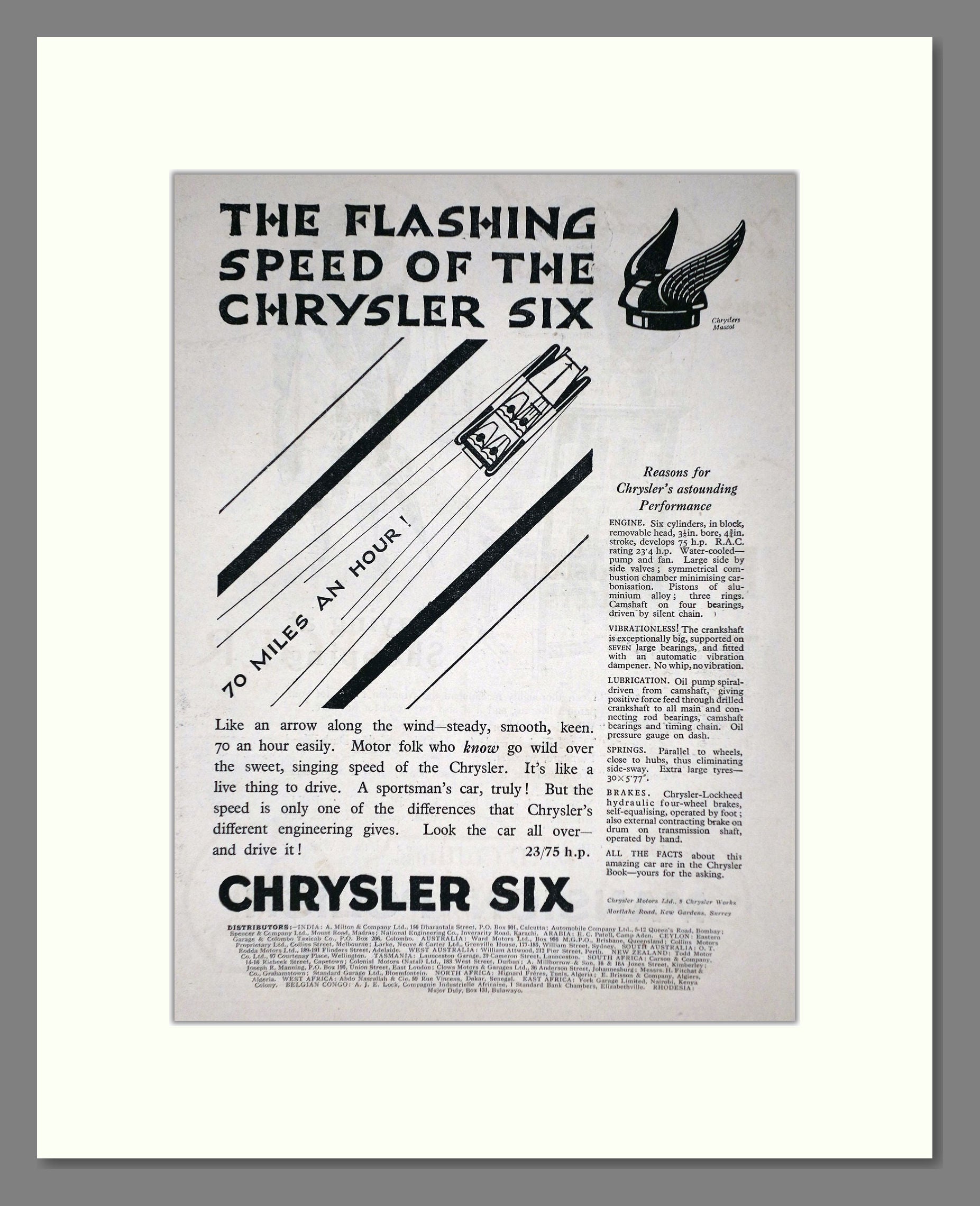 Chrysler - Six. Vintage Advert 1926 (ref AD65352)