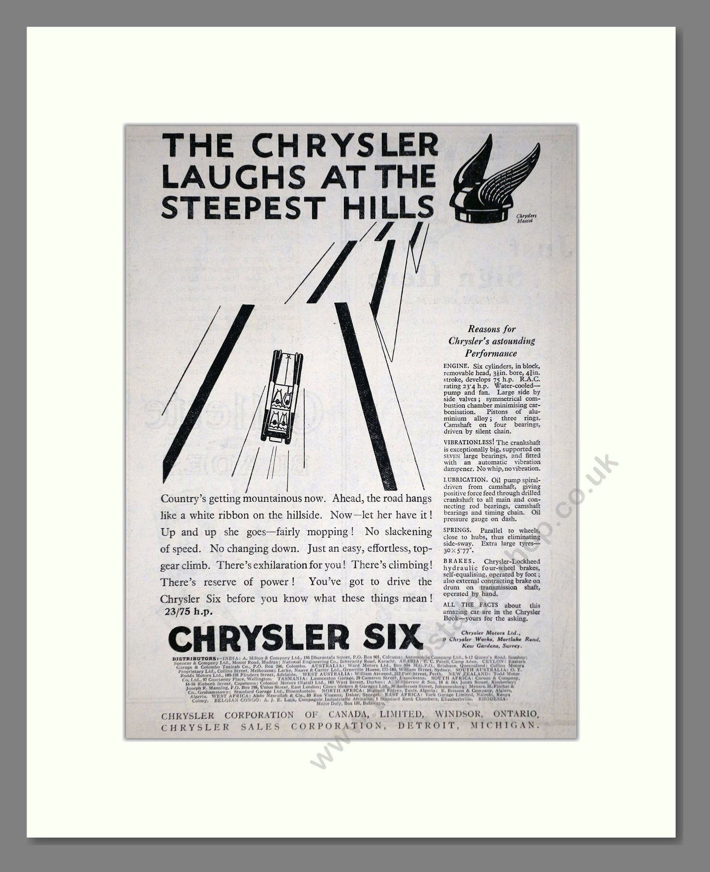 Chrysler - Six. Vintage Advert 1926 (ref AD65355)